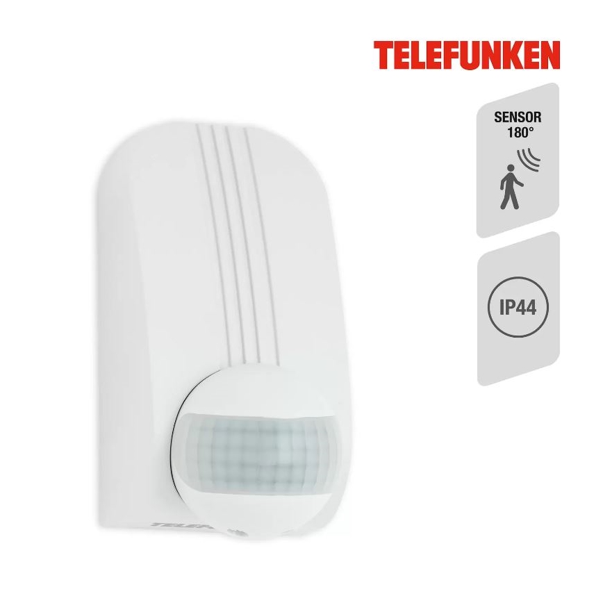 Telefunken 306506TF - Vonkajší senzor pohybu 180° IP44 biela