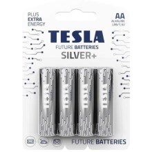 Tesla Batteries - 4 ks Alkalická batéria AA SILVER+ 1,5V 2900 mAh