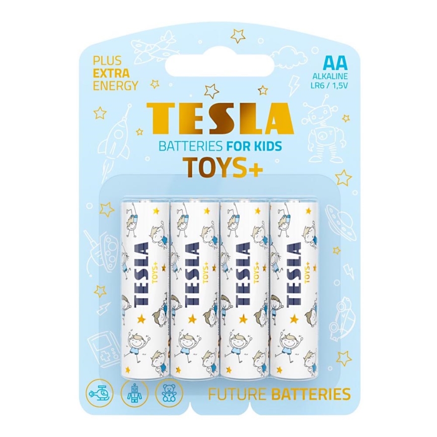 Tesla Batteries - 4 ks Alkalická batéria AA TOYS+ 1,5V 2900 mAh