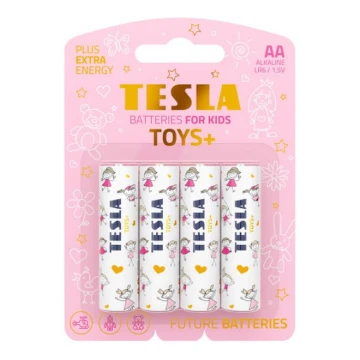 Tesla Batteries - 4 ks Alkalická batéria AA TOYS+ 1,5V 2900 mAh