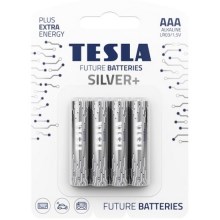 Tesla Batteries - 4 ks Alkalická batéria AAA SILVER+ 1,5V 1300 mAh