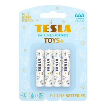 Tesla Batteries - 4 ks Alkalická batéria AAA TOYS+ 1,5V 1300 mAh