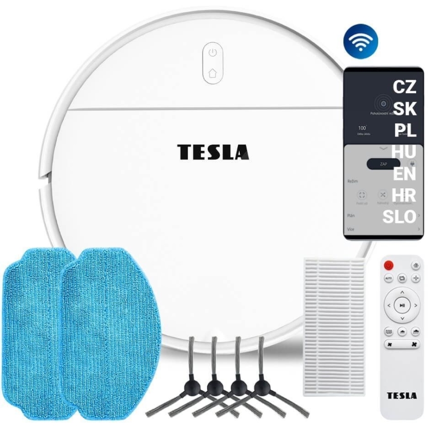TESLA Electronics RoboStar - Inteligentný robotický vysávač 2v1 2500 mAh Wi-Fi Tuya biela + diaľkové ovládanie