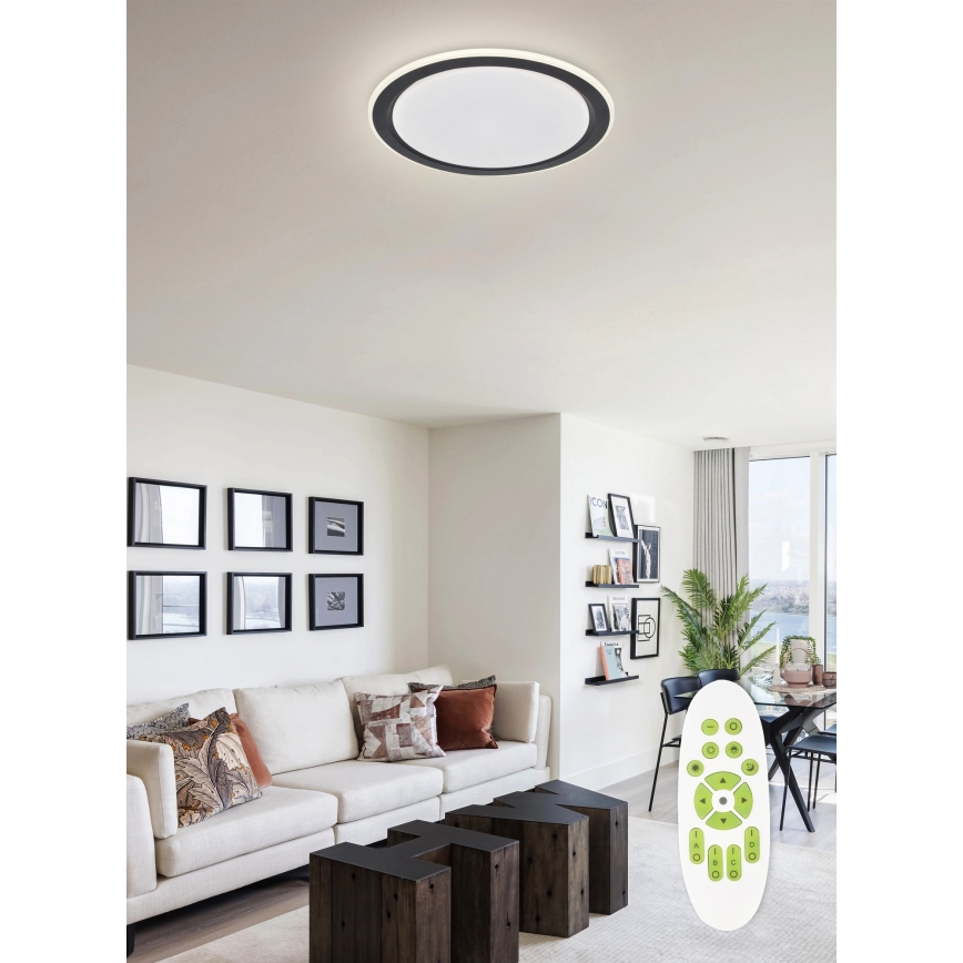 Top Light - LED Stmievateľné stropné svietidlo NORMAN LED/60W/230V pr. 49 cm čierna + diaľkové ovládanie