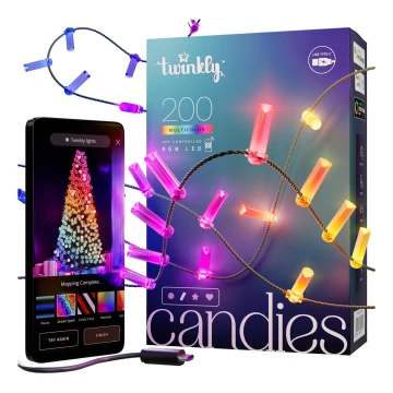 Twinkly - LED RGB Stmievateľná vianočná reťaz CANDIES 200xLED 14 m USB Wi-Fi