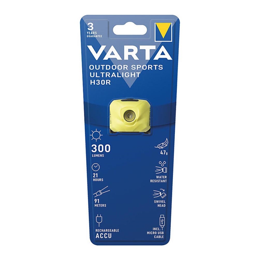 Varta 18631201401 - LED Stmievateľná nabíjacia čelovka OUTDOOR SPORTS LED/5V IPX4 žltá