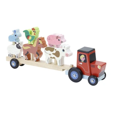 Vilac - Drevený traktor so zvieratkami na nasadzovanie