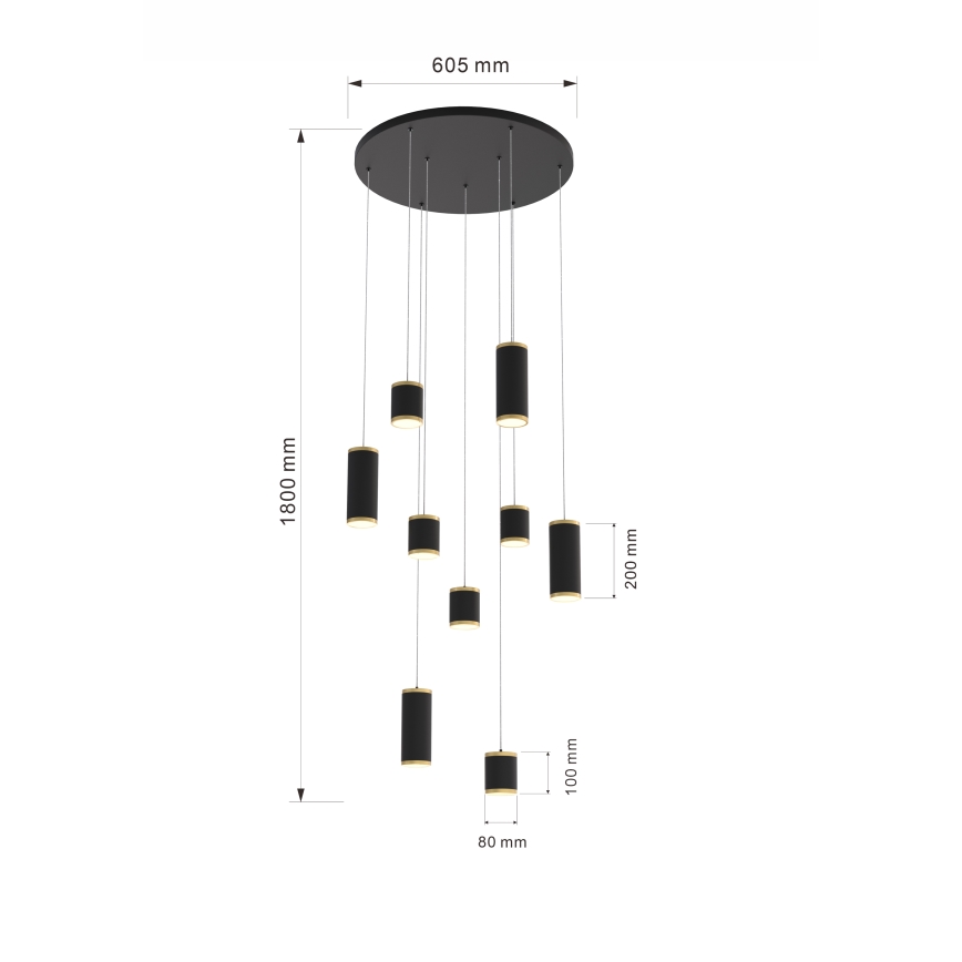 Wofi 5003-904 - LED Stmievateľný luster na lanku TOULOUSE LED/57W/230V čierna/zlatá