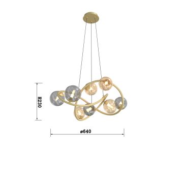 Wofi 7014-804 - LED Luster na lanku NANCY 8xG9/3,5W/230V zlatá/šedá