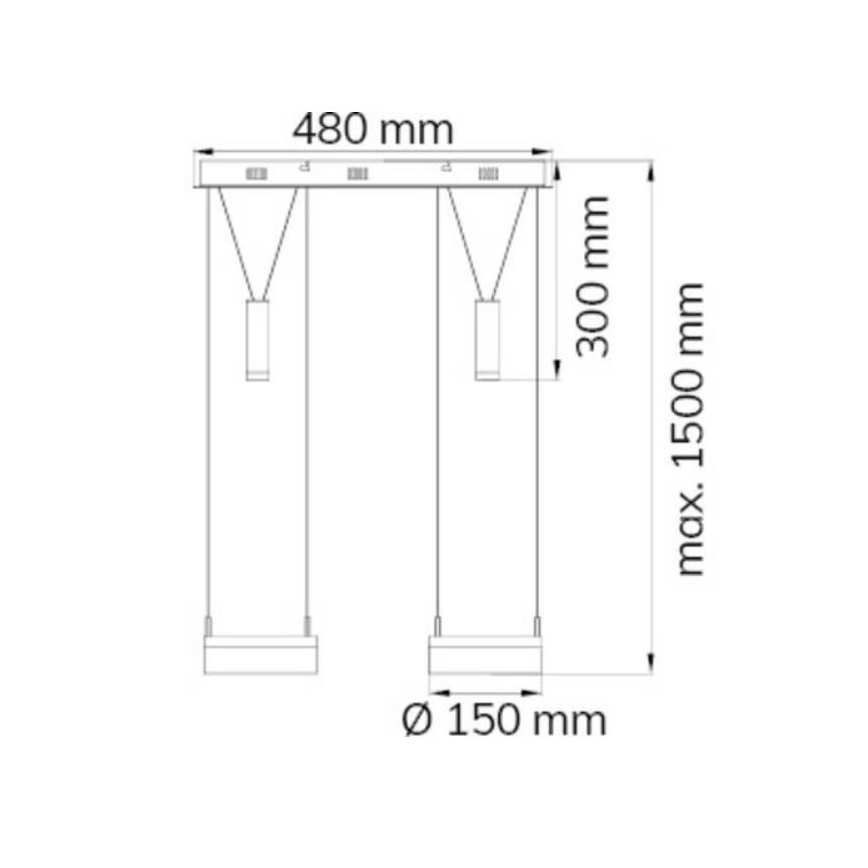 Wofi 7263.04.54.6000 - LED Stmievateľný luster na lanku JETTE 2xLED/7,5W/230V + 2xLED/1W