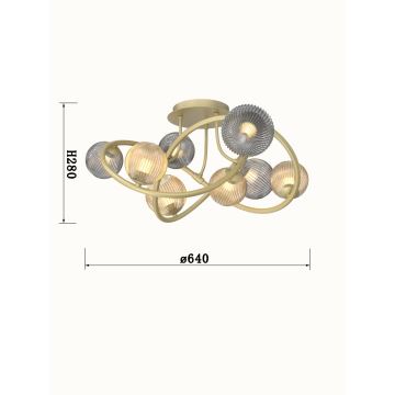 Wofi 9015-804 - LED Prisadený luster METZ 8xG9/3,5W/230V zlatá/šedá