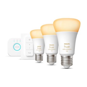 Základná sada Philips Hue White Ambiance 3xE27/8W 2200-6500K + zariadenie na prepojenie a diaľkové ovládanie