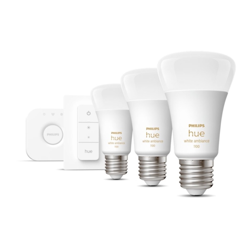 Základná sada Philips Hue White Ambiance 3xE27/8W 2200-6500K + zariadenie na prepojenie a diaľkové ovládanie