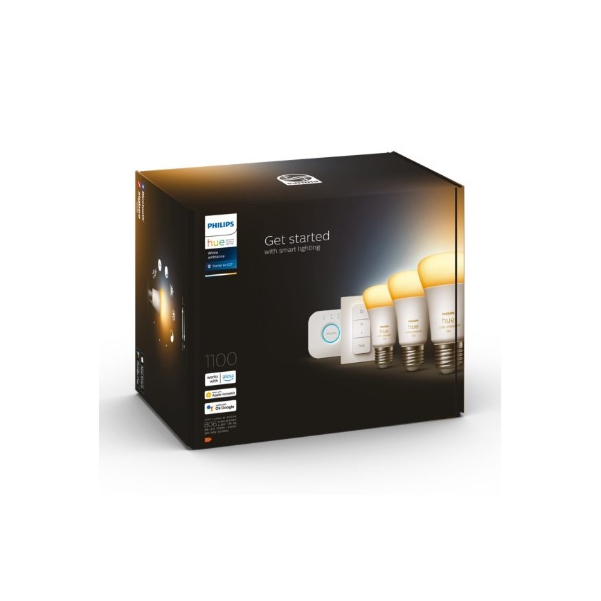 Základná sada Philips Hue White Ambiance 3xE27/8W 2200-6500K + zariadenie na prepojenie a diaľkové ovládanie