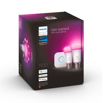 Základná sada Philips Hue WHITE AND COLOR AMBIANCE 2xE27/9W/230V 2000-6500K + zariadenie k prepojeniu