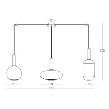 Zambelis 22151 - Luster na lanku 3xE27/40W/230V zlatá