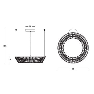 Zambelis 23046 - LED Stmievateľný krištáľový luster na lanku LED/38W/230V CRI 90 3000K pr. 60 cm mosadz