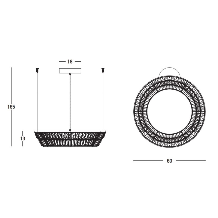 Zambelis 23046 - LED Stmievateľný krištáľový luster na lanku LED/38W/230V CRI 90 3000K pr. 60 cm mosadz