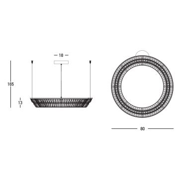 Zambelis 23048 - LED Stmievateľný krištáľový luster na lanku LED/55W/230V CRI 90 3000K pr. 80 cm mosadz