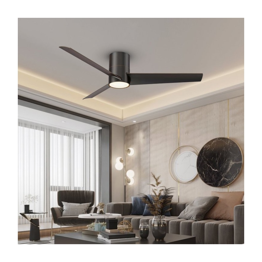 ZEVENTI - LED Stropný ventilátor BARROSA LED/18W/230V Wi-Fi Tuya čierna + diaľkové ovládanie